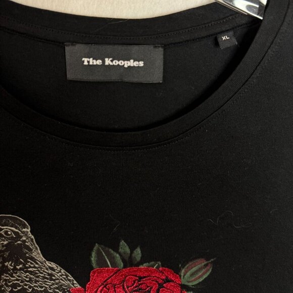 The Kooples Skull Roses Raven Mens T Shirt Size XL Black Red Goth Rocker - Picture 8 of 9